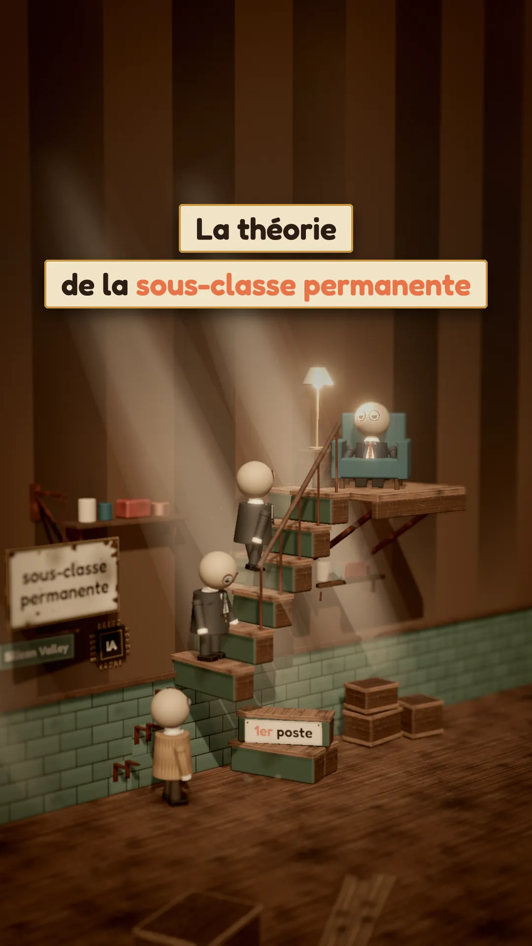 Image du film "La théorie de la sous-classe permanente", en style atelier